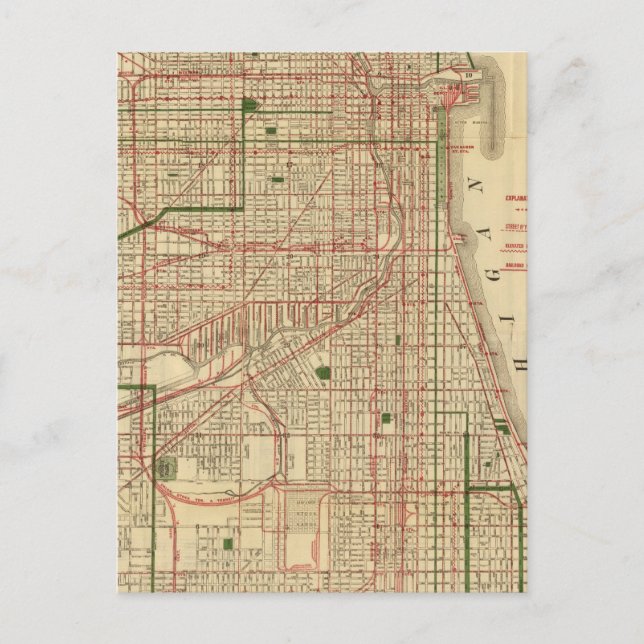Blanchard's map of Chicago Postcard (Front)