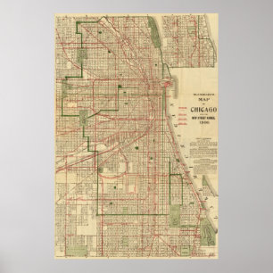 Blanchard's map of Chicago Poster