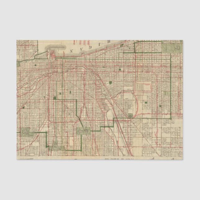 Blanchard's map of Chicago Tissue Paper (Front)