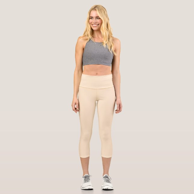 Blanched almond  (solid color)  capri leggings (Front)