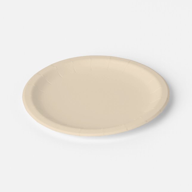 Blanched almond  (solid colour)  paper plate (Angled)