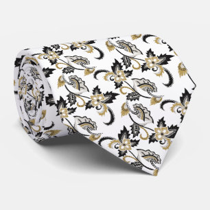 blanco con flores beige tie