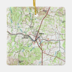 Blanco TX Topo Map Ceramic Ornament