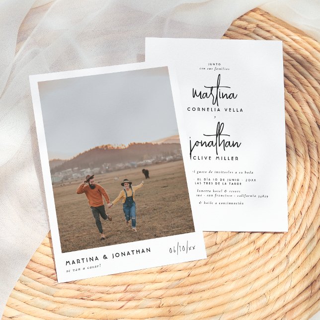 Blanco y Negro Invitación de Boda Sencilla Invitation (Creator Uploaded)