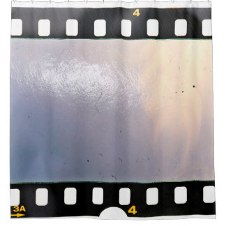 Blank 35mm film frame or strip on white background shower curtain