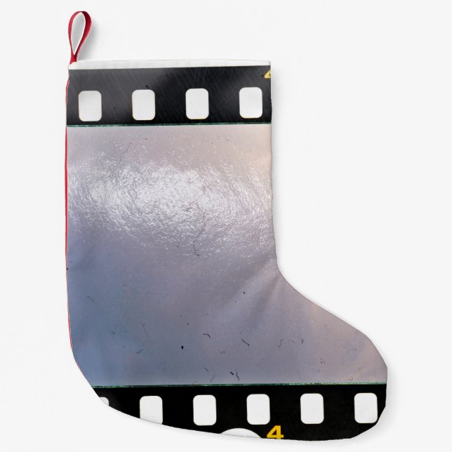 Blank 35mm film frame or strip on white background small christmas stocking (Front)