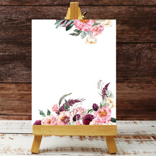 Blank Add Your Own Boho Pink Blush Burgundy Peony  Poster