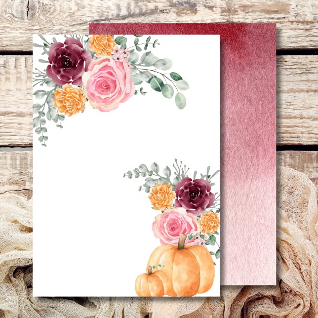 Blank Add Your Own Fall Pumpkin Burgundy Pink  Invitation (Creator Uploaded)