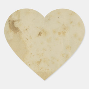 Blank Antique Stained 1870's Paper Heart Sticker