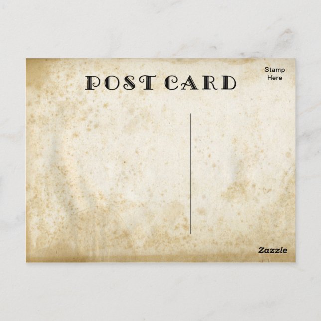 Blank Antique Stained Paper DIY Aged Rustic Postcard (Back)