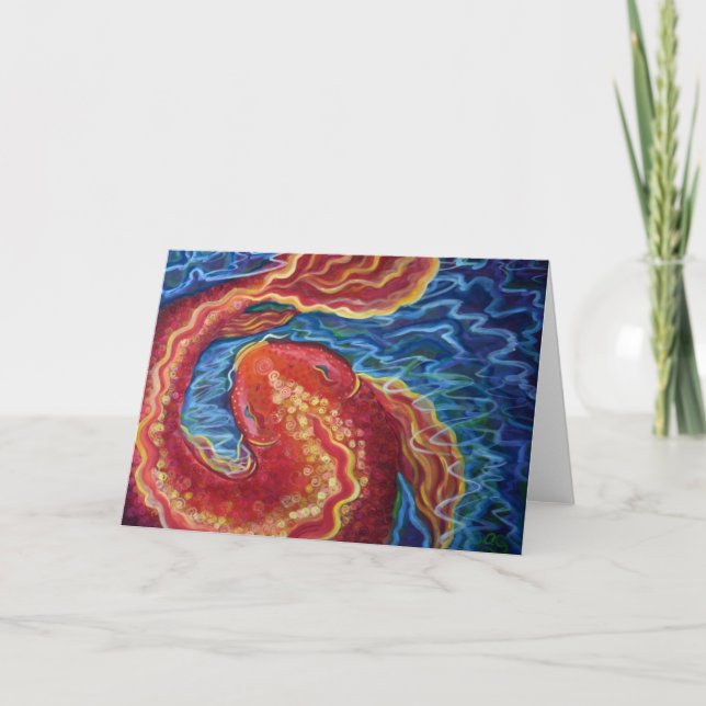 Blank Art greeting card, original art koi fish Card (Front)