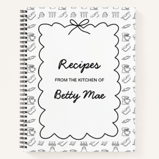 Blank B&W Cookbook Write Your Own Favorite Recipe Notebook