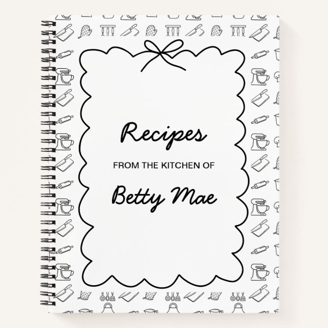 Blank B&W Cookbook Write Your Own Favorite Recipe  Notebook (Front)