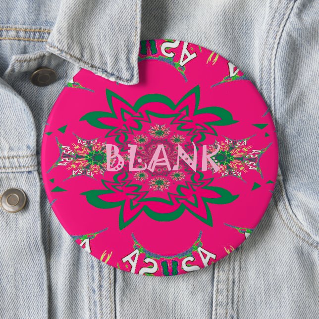 Blank Baby Vivid Pink Floral Purple Shade Monogram 6 Cm Round Badge (In Situ)