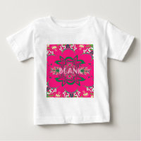 Blank Baby Vivid Pink Floral Purple Shade Monogram