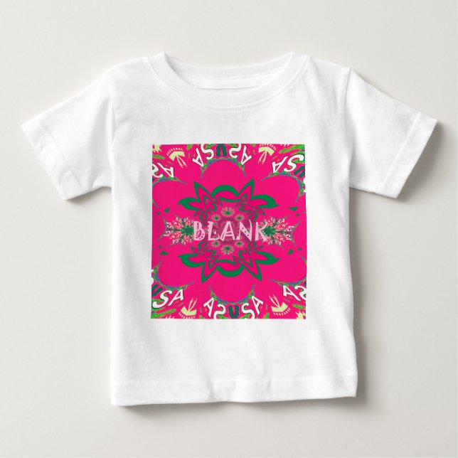 Blank Baby Vivid Pink Floral Purple Shade Monogram T-Shirt (Front)