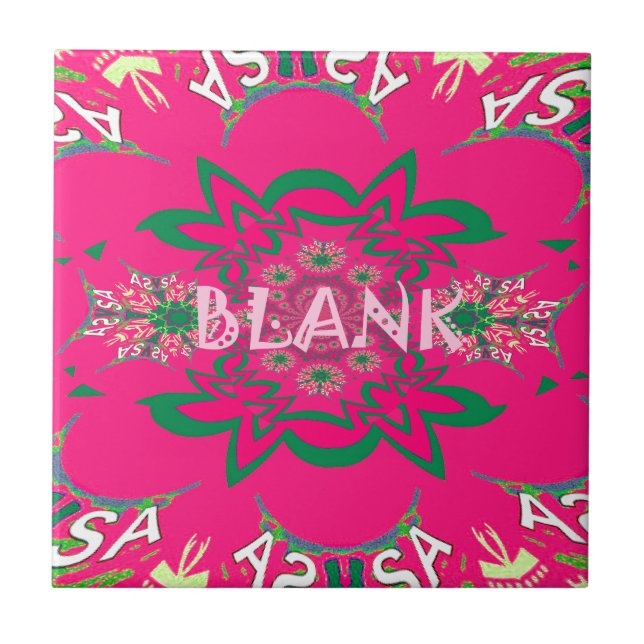Blank Baby Vivid Pink Floral Purple Shade Monogram Tile (Front)