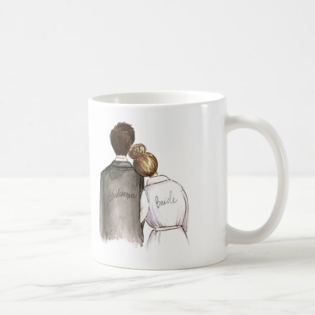 BLANK BACK Mug Br Bun Bride Dk Br BridesMAN (Right)