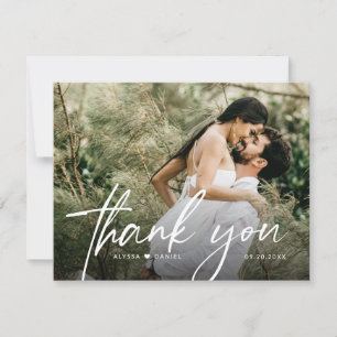 Blank back Wedding Photo Minimal Modern  Thank You Card