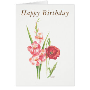 Blank birthday card August birth flowers