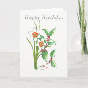 Blank birthday card December birth flowers