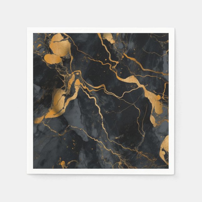 Blank Black and Gold Party Napkin (Front)
