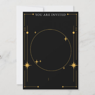 Blank Black and Gold Stars Customisable Invitation