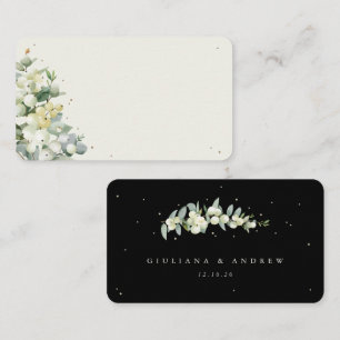 Blank Black/Cream Snowberry + Eucalyptus Wedding Place Card