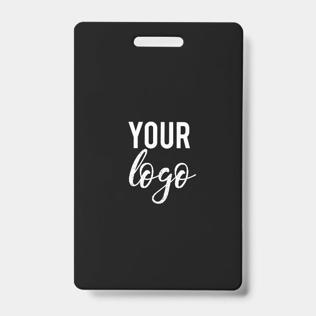 Blank Black DIY Template Your Logo Here Employee ID Badge (Front)
