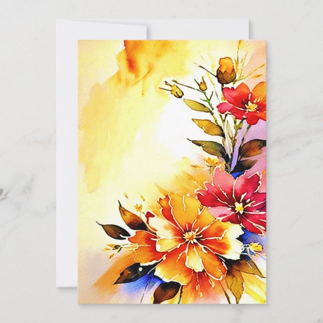 Blank Bright watercolor floral Wedding Invitation (Front)