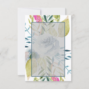 Blank budget Blue watercolor floral wedding  Invitation