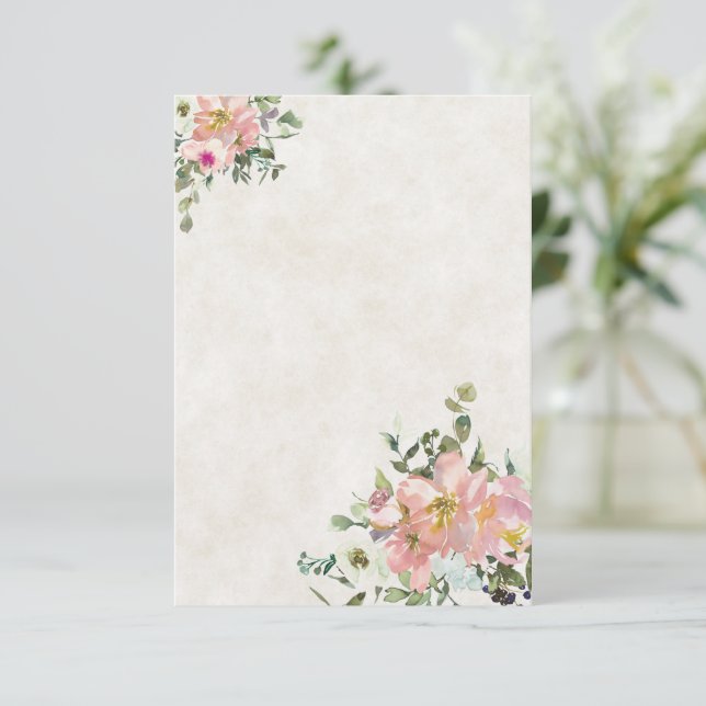 Blank budget Blush and eggshell  floral wedding  Invitation (Standing Front)