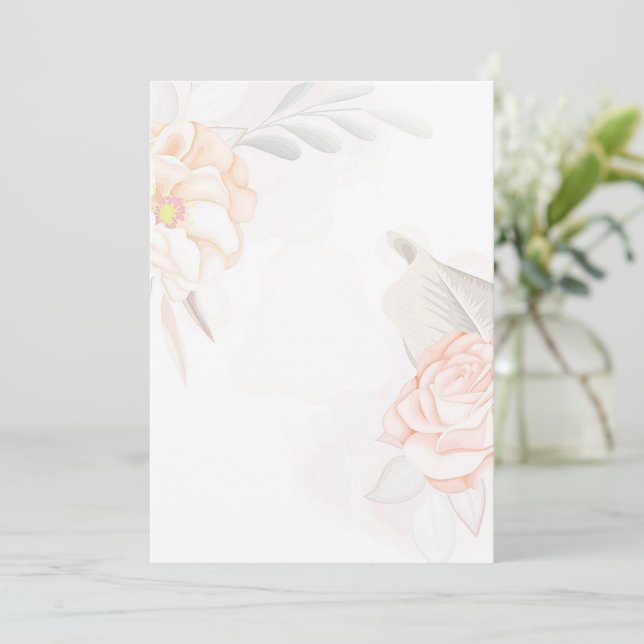 Blank budget Blush pink roses  Invitation (Standing Front)