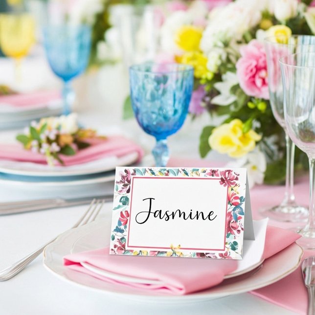 Blank budget Bright floral wedding   Place Card (Creator Uploaded)