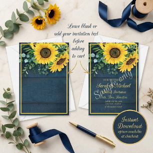 Blank budget Country sunflowers wedding  Invitatio Invitation