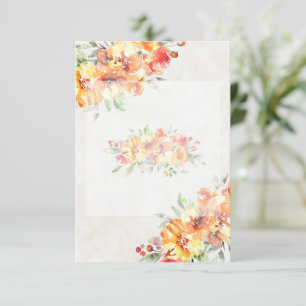 Blank budget Ginger watercolor floral wedding Invitation