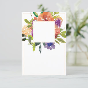 Blank budget Orange and purple floral wedding Invitation