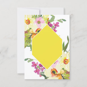 Blank budget Pink and yellow  floral wedding  Invitation