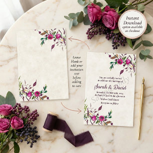 Blank budget Pink loose floral wedding  Invitation
