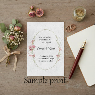 Blank Budget Pink poppies wedding  Invitation