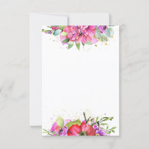 Blank budget Pink watercolor floral wedding Invitation