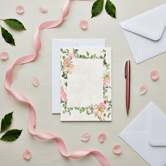 Blank budget Pretty pink floral frame wedding  Invitation (Creator Uploaded)