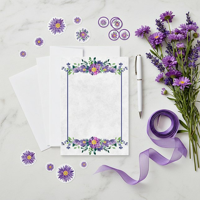 Blank Budget Purple floral frame wedding  Invitation (Creator Uploaded)