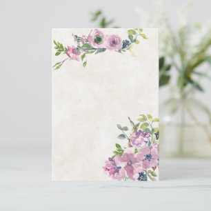Blank budget Purple watercolor floral wedding Invitation