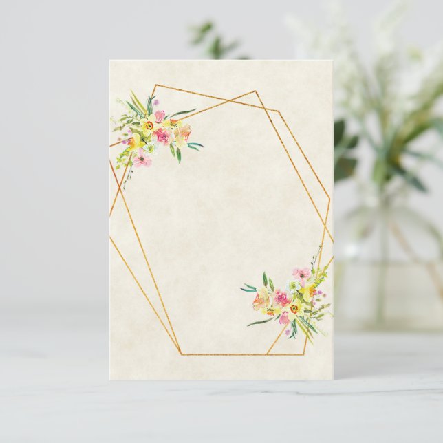 Blank budget Spring floral wedding  Invitation (Standing Front)