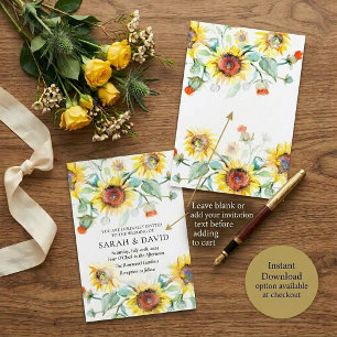 Blank budget Sunny sunflowers wedding Invitation