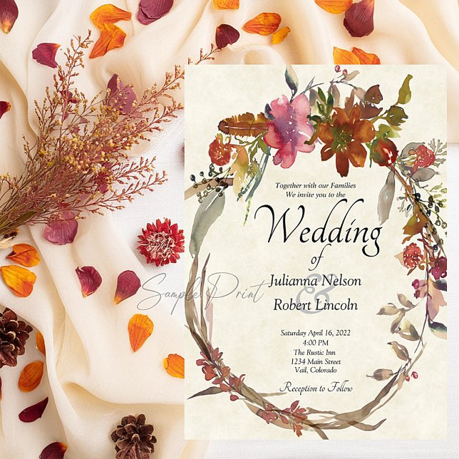 Blank budget Watercolor Boho floral wedding  Invitation (Creator Uploaded)