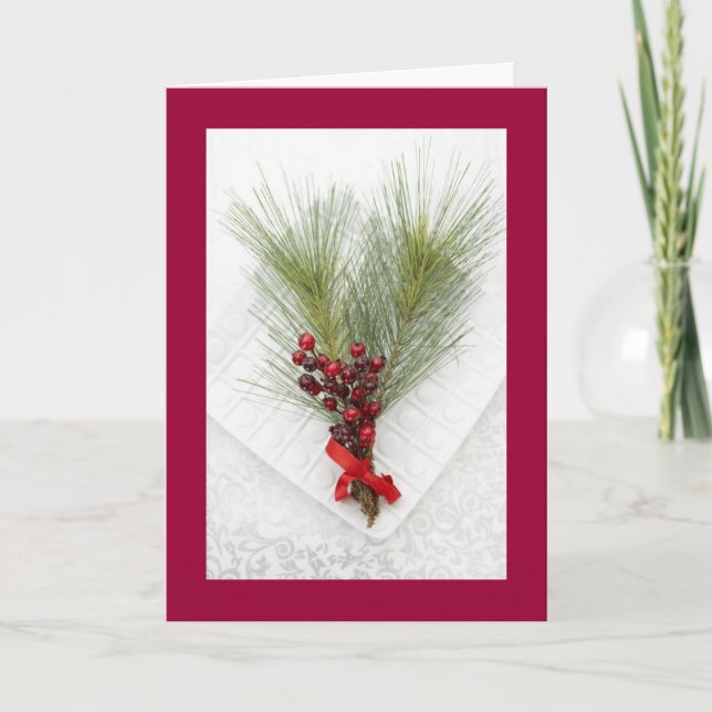 Blank Business Christmas Floral Decor Xmas Holiday Card (Front)