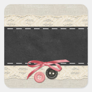 Blank Buttons Bow - Customisable Product Packaging Square Sticker