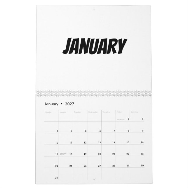 Blank Calendar 2023 - Custom With Holidays (Jan 2027)